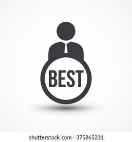 Person flat icon presenting word best concept 