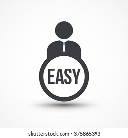 Person flat icon presenting word easy concept isolated 