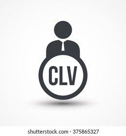 Person Flat Icon With Word CLV Customer Lifetime Value