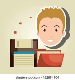 person floppy files system vector illustration graphic