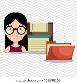 person floppy files system vector illustration graphic