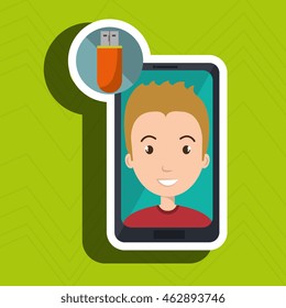person floppy padlock system vector illustration graphic