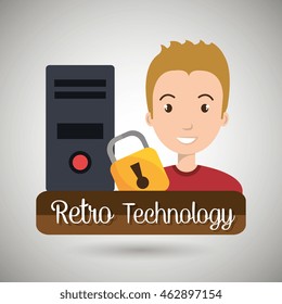 person floppy padlock system vector illustration graphic
