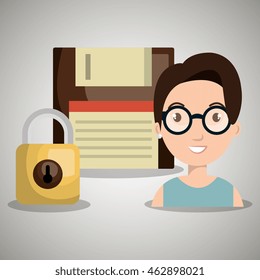 person floppy padlock system vector illustration graphic