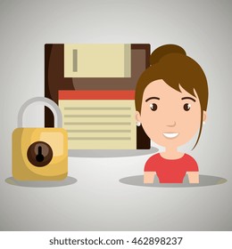person floppy padlock system vector illustration graphic