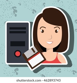 person floppy processor system vector illustration graphic