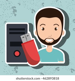 person floppy processor system vector illustration graphic