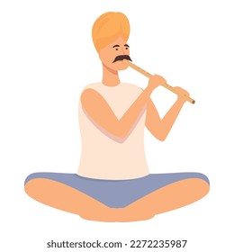 Person flute icon cartoon vector. Snake charmer. Turban art