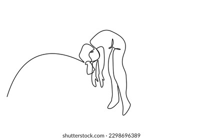 person flying tired in the air overwork dream imagination line art