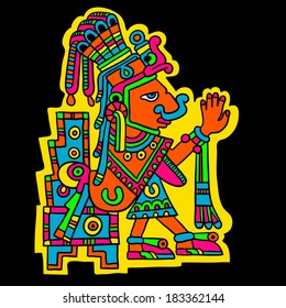 Person. Flyuro image of the Maya. Maya designs. Maya design elements.