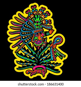 Person. Flyuro image of the Maya. Maya designs. Maya design elements.