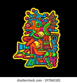 Person. Flyuro image of the Maya. Maya designs. Maya design elements. 