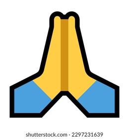 A person with folded hand vector flat icon. Isolated person with folded hand emoji illustration