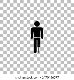 Person with foot prosthesis. Black flat icon on a transparent background. Pictogram for your project