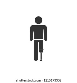 Person with foot prosthesis. Icon Flat
