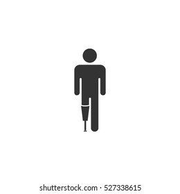 Person with foot prosthesis icon flat. Illustration isolated vector sign symbol svg
