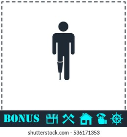 Person with foot prosthesis icon flat. Simple vector symbol and bonus icon