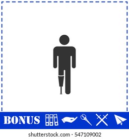 Person with foot prosthesis icon flat. Simple vector symbol and bonus icon