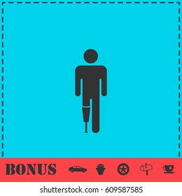 Person with foot prosthesis icon flat. Simple vector symbol and bonus icon
