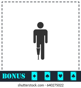 Person with foot prosthesis icon flat. Simple vector symbol and bonus icon