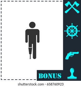 Person with foot prosthesis icon flat. Simple vector symbol and bonus icon
