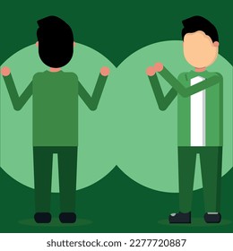 شخص من الأمام و من الخلف ومن جهتين للتعديل عليه مميز A person from the front and from the back and from two sides to adjust it is distinctive