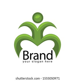 Person fun logo vector, Green people. Vector Illustration on white background