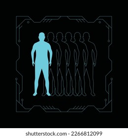 Persona con interfaz futurista de tarjeta de circuitos