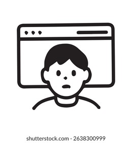 A person gazes at a computer screen concept for digital overload screen time anxiety and the effects of constant internet exposure in our lives.