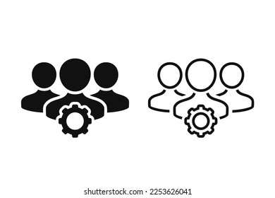 Person gear cogwheel icon. Management development sign symbol. Illustration vector