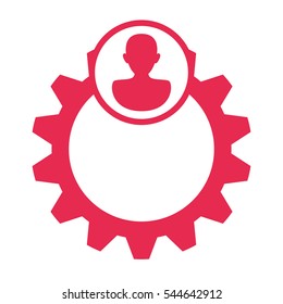 person and gear icon over white background. colorful design. vector illustration