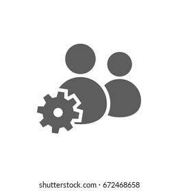 Person and gear icon in trendy flat style isolated on white background. Symbol for your web site design, logo, app, UI. Vector illustration, EPS
