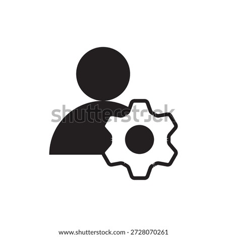 A person and gear icon for user management or support service.
