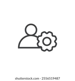 Person with a gear icon Vector logo outline