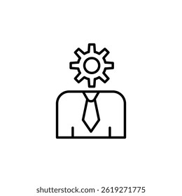 Person with gear instead of head, representing innovative thinking