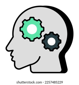 Person with gear and lightbulb, flat design of creative thinking