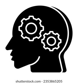 Person with gear and lightbulb, solid design of creative thinking