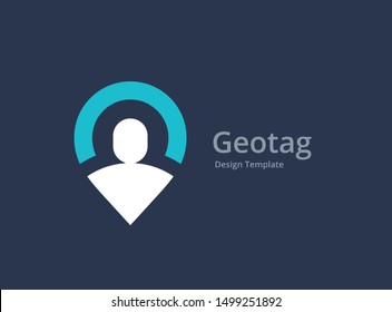 Person geotag or location pin logo icon design