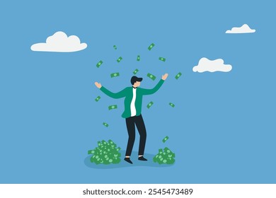 a person gets a big profit concept in business