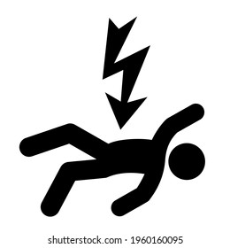 Person getting electric shock vector icon on white background