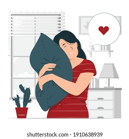 person, girl, a woman lazy, sleepy leans on a soft pillow concept illustration