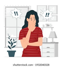 person, girl, a woman with stress mental disorder concept illustration