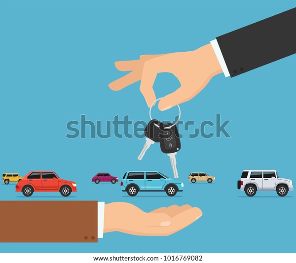 Person gives apartment keys to another person.\
Concept transfer automobile\
keys.