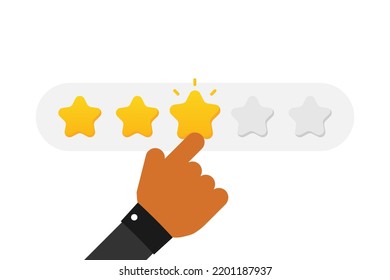 Person gives neutral feedback to service or product. Average customer experience. 3 out of 5 star rating.