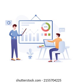 Person giving business presentation, flat illustration 


