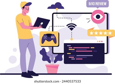 A person giving his rating for the game he is playing