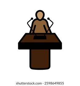 The person giving the lecture. Speech silhouette icon. Vector.