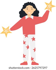 Person Giving Star for Customer Review Rating. Vector Character Illustration