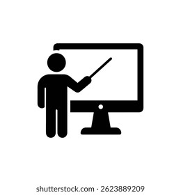 Person, die eine virtuelle Präsentation auf dem Bildschirm gibt - Symboldarstellung