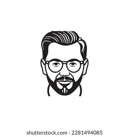 A person with glasses vector line art.